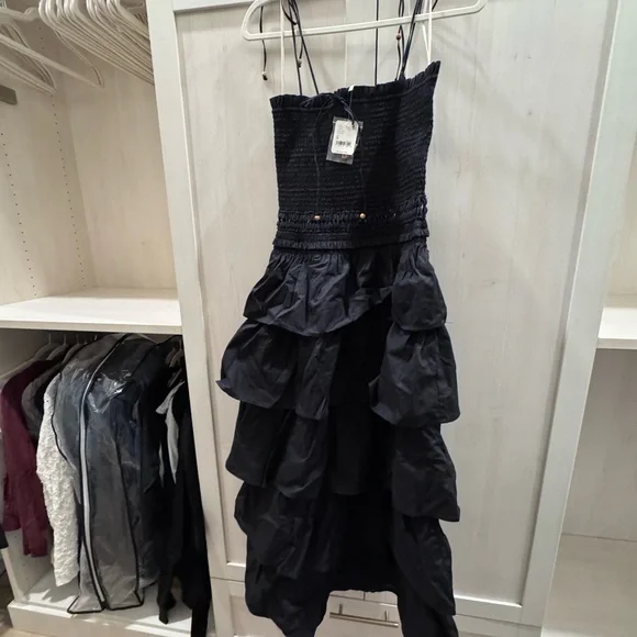 Free People Sun Dancing Midi Dress in Black small NWT - Picture 3 of 8